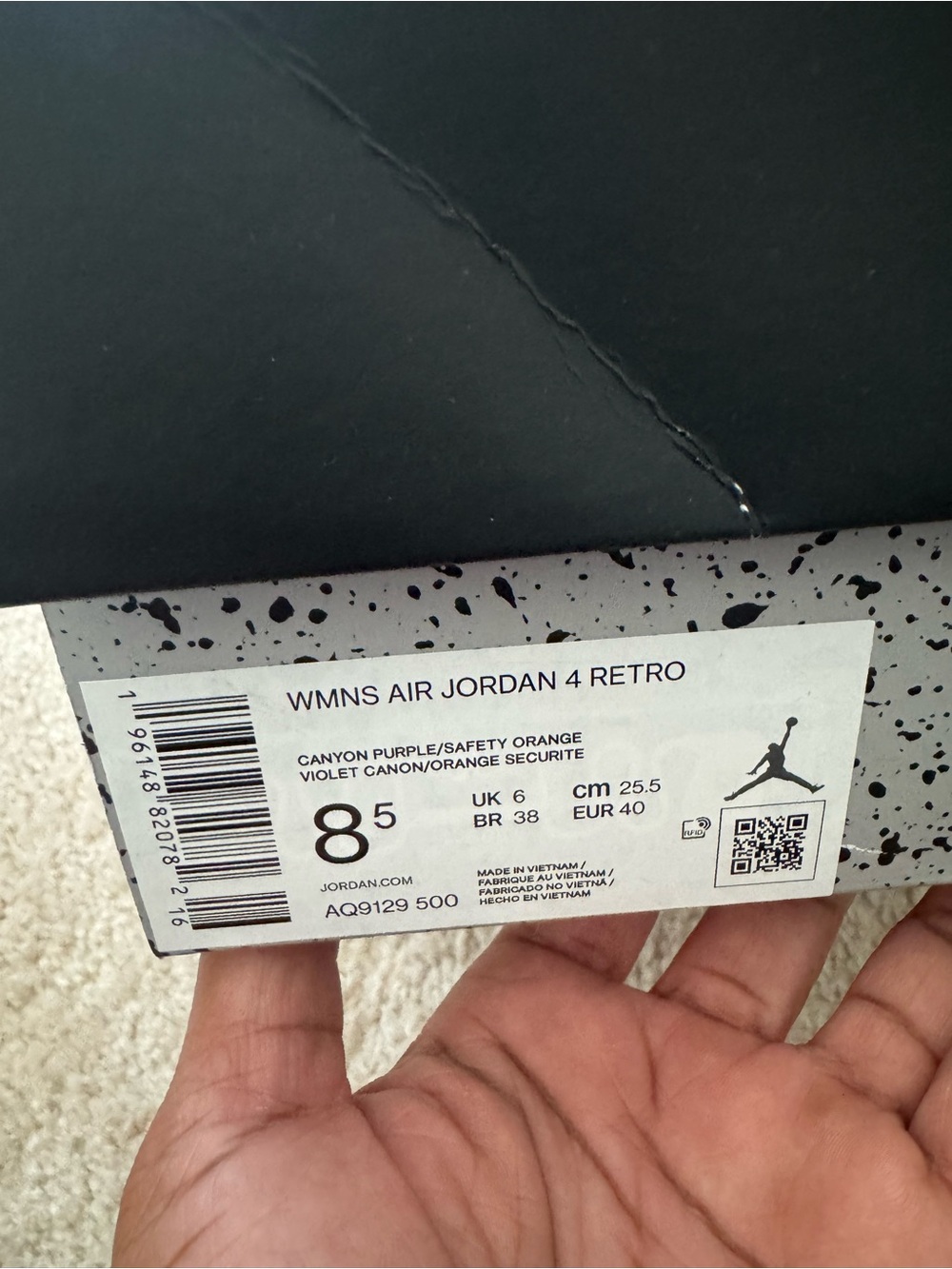 Jordan Kids Purple Suede Sneakers with Orange Jumpman - Picture 3 of 3